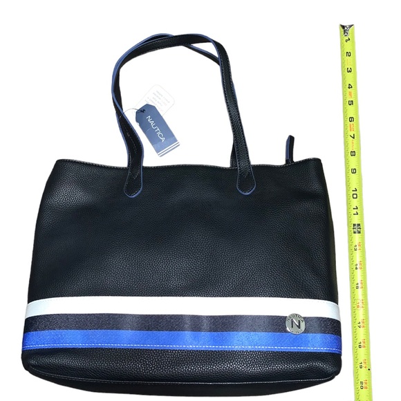 "NAUTICA"WOMEN'S BLK.FAUX PEBBLE LEATHER TOW THE LINE TOTE -AUTHENTIC - Picture 3 of 11